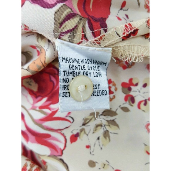 Claudia Richard Floral Silky Blouse Top L Red Rose - Picture 9 of 11